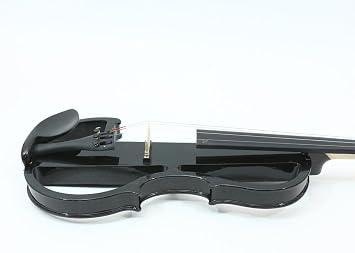 Electric violin 4/4 full size Silent Electric Violin Solid Wood body Ebony Fittings with case,bow, headphone,cable,strings for Students, Beginners and Adults (Black)