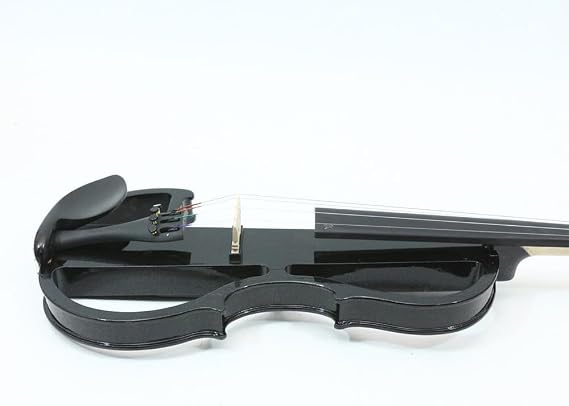 Electric violin 4/4 full size Silent Electric Violin Solid Wood body Ebony Fittings with case,bow, headphone,cable,strings for Students, Beginners and Adults (Black)