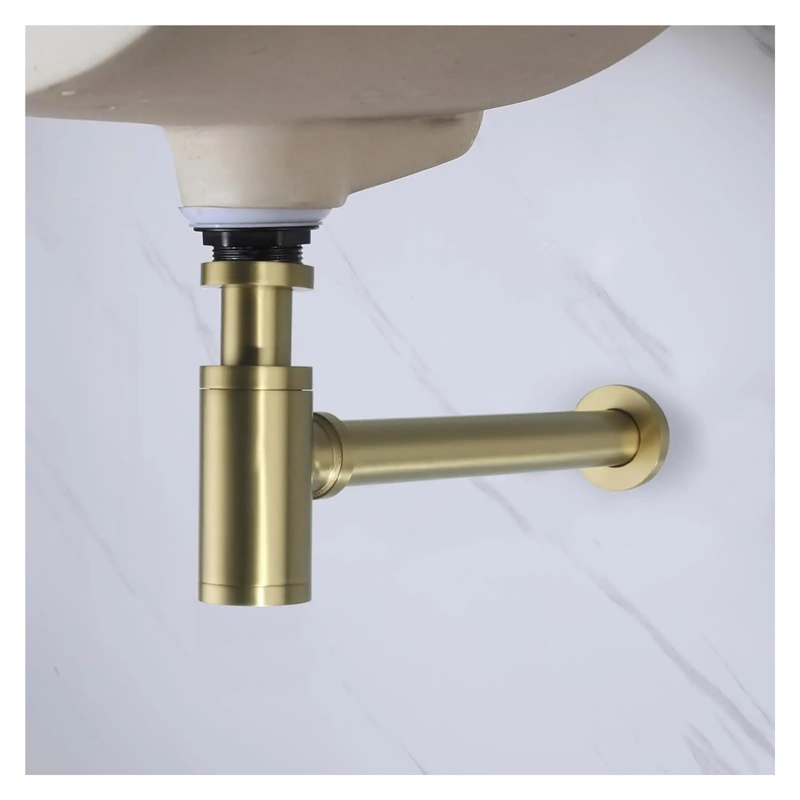 1 Uds botella redonda p-trap 1/4 lavabo de baño ajustable fregadero trampa residuos Kit drenaje P tubo desecho, cepillado Para Bricolaje