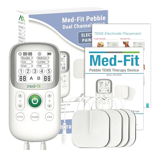 Med-Fit Pebble Dual Channel TENS Machine: 30 Programmes for Pain Relief - EMS Stimulation - Portable & Battery Operation