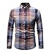 Produktbild qishi Herren Casual Plaid Revers Herren Langarmshirt Gr. XX-Large, rose