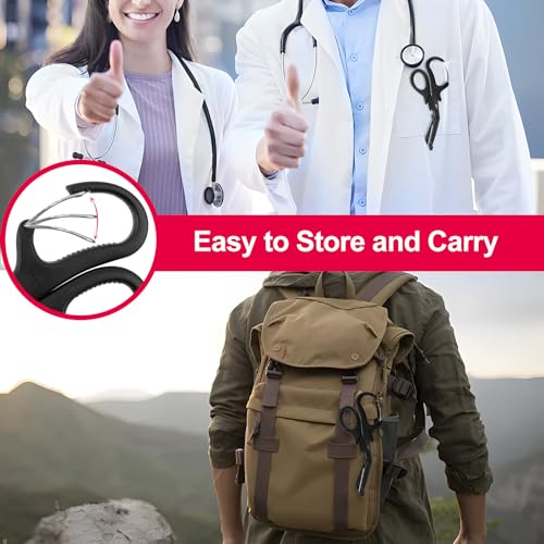 2 Pack Medical Scissors Trauma Shears, 7.5 Inches Stainless Steel Bandage Scissors with Carabiner, Fluoride Coated Surgical Scissors for Nurses, Doctors, Nursing Students, EMT and EMS (Black) - Image 5