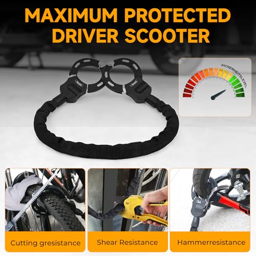 Scooter Lock,Scooter Locks Anti Theft with Scooter Bag,35.8 inch Heavy Duty Electric Scooter Locks,with 3 Key,Bike Locks High Security,Lock for Electric Scooter,E-Bikes,Motorcycles - Image 5