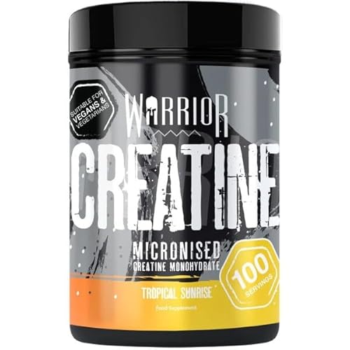 Warrior Creatine Monohydrate Powder 500g (150 Servings) – Pure Micronised Creatine Powder Supplement for Men & Women, Pre & Post Workout Strength, Muscle Growth & Recovery, Vegan – Tropical Sunrise