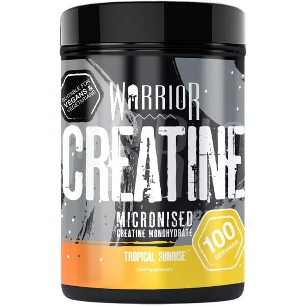 Warrior Creatine Monohydrate Powder 500g (150 Servings) – Pure Micronised Creatine Powder Supplement for Men & Women, Pre & Post Workout Strength, Muscle Growth & Recovery, Vegan – Tropical Sunrise