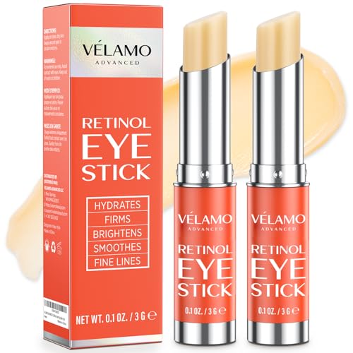 VELAMO ADVANCED Retinol Eye Stick: Renewing & Firming Under Eye Balm for Dark Circles Puffiness Fine Lines & Wrinkles - Travel Essentials Portable & Perfect for On-the-go Use 0.1 OZ/3g 2 Pcs