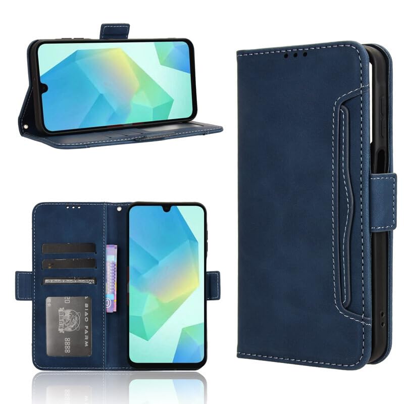 Étui Samsung Galaxy A57 en cuir bleu fini soigné avec clapet portefeuille