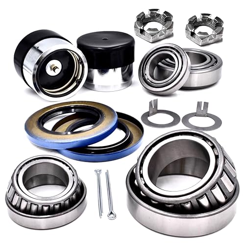 2 Trailer Hub Rebuild Kits 1-1/4 & 1-3/4 5200-7000lbs Axle Wheel Spindles 25580/25520 LM67048 / LM67010 - Greaseable Bearing Protectors Cargo Utility Landscape RV Mobile Home PopUp Landscaping