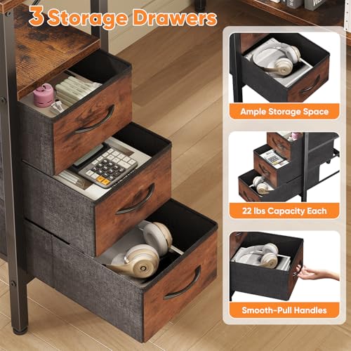 DUMOS L Shaped Desk with Drawers, Gaming Desk, 55 Inch by DUMOS - Used condition - Image 4