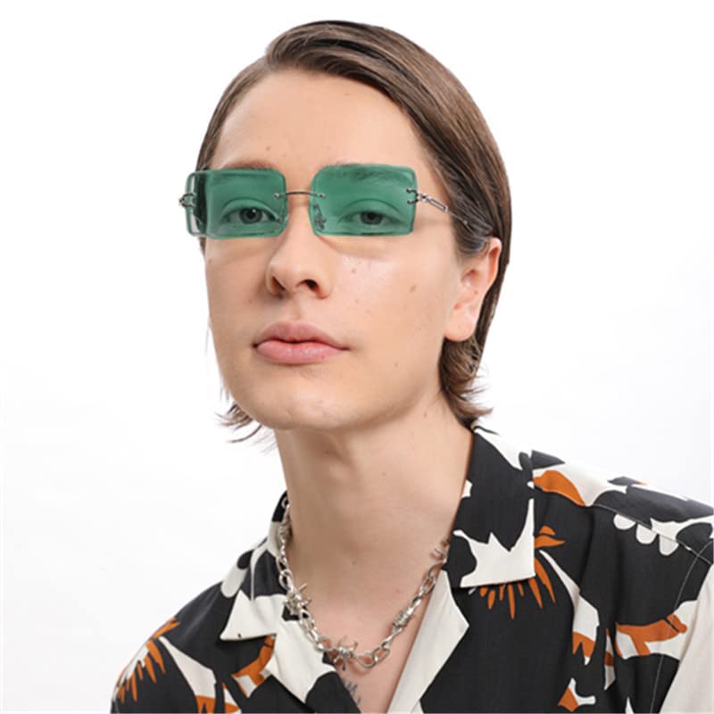Image of Kursan Frameless Rectangle Sunglasses for Men Women Small Sun Shades