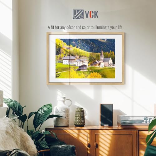 Image of VCK 20x30 Poster Frame 5 Pack, Oak Wood, 16x24 Mat, for Wall Art