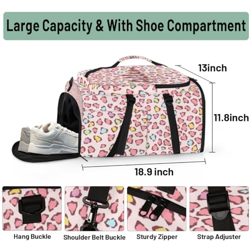 Personalized Gym Bag Backpack,Custom Duffle Bag for Men and Women with Your Name,Leopard,18Inch,Style 93