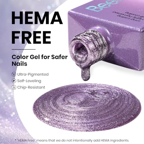 Image of Beetles Twilight Muse Purple Cat Eye Gel Nail Polish - 15ML Full Size Purple Cat Eye Gel Polish Glitter Magnetic Translucent Glassy Effect Soak Off UV French Nail Art Design DIY Manicure Gifts