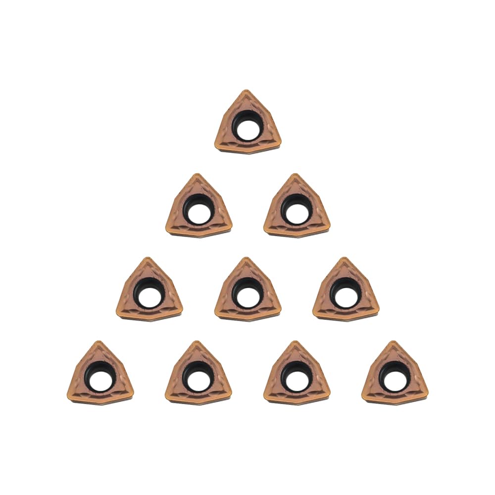 Carbide Turning Inserts WCMT050304 WCMT2.52 TiN Coated Carbide Inserts for Lathe Turning Tool CNC Lathe Turning Tool Holder Indexable Inserts for Steel Metal Machining, 10 Pieces