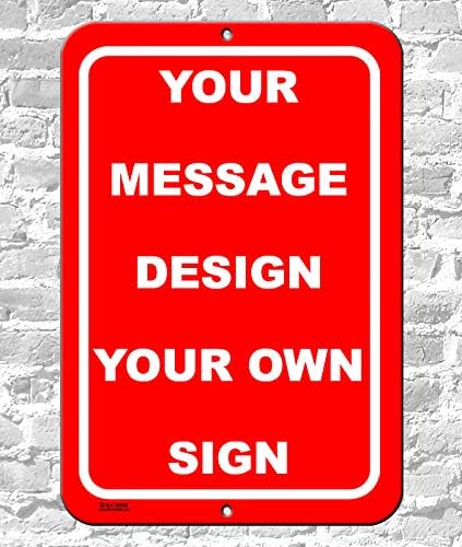 BA IMAGE Personalized Custom Red 001 Aluminum Metal Sign with Your Message (12x18 Red w/White, Vertical)