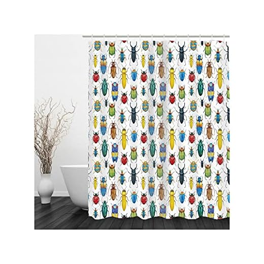 Aotiwe Långt duschdraperi, Walkin duschdraperi många skalbaggar färgglada 180 x 180 cm för inomhus badkar dekor