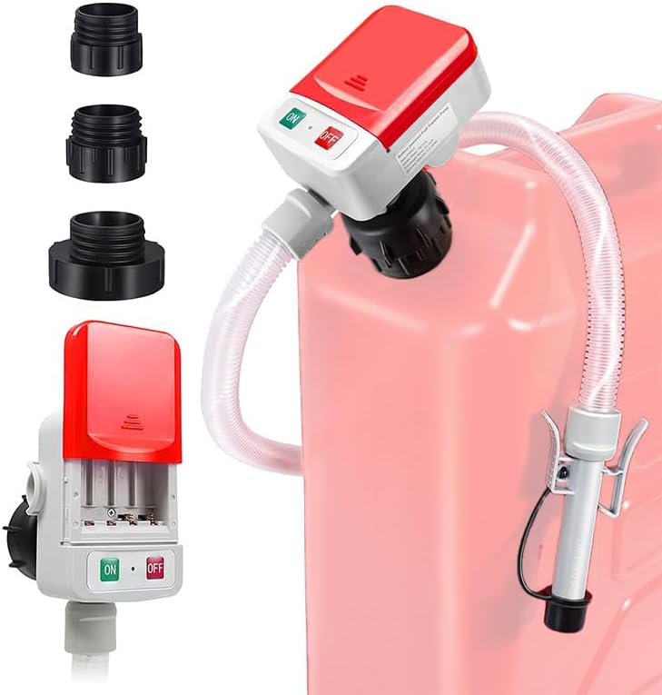 Automatic Fuel Transfer Pump with Auto-Stop, 3 Tank Adapter,9.08L per Min, Battery or USB Powered, 51" Hose,Fast and Safe Portable Gas Can Pump for Oil, Diesel,Gasoline (2)