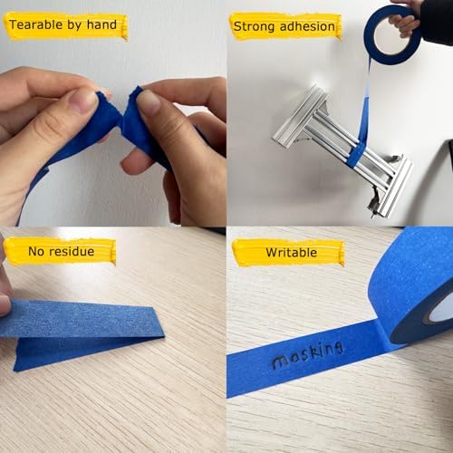 4 Rolls Premium Painters Tape, Blue Tape, Masking Tape, Paint Tape for Multi-Purpose, Painting, Painter's, DIY Crafts Arts (88yd =0.94IN*22yd*4) Decoration Labeling No Residue, Easy Removal - 4