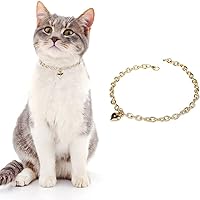 Vista 2 de HOWWFALY Collar para Perro y Cadena Collar para Gato de Acero Inoxidable Ajustable Collar en Forma de Corazón de Oro 18K para Mascotas Pequeñas