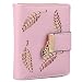 Produktbild HXT-OAK Damen Geldbörse Frauen Kleine Brieftasche mit Das Design mit aushohlender Blattform,Aus PU-Leder mit blattförmigem Anhänger, mit 5 Kartenfächern und ID Fenster Pink