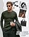 August Alley 4 Pack Men's Cotton Thermal Long Sleeve Shirts Ribbed Crew Neck Tops Slim Fit Undershirts Fall Winter Base Layer(Black, Dark Gray, White, Army Green,Medium)