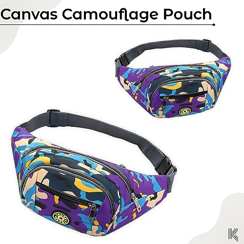 Image of Kraptick Premium Unisex Waist Bag for Men and Women - Stylish Fanny Pack, Hip Bag, Travel Money Belt (Camouflage Purple)