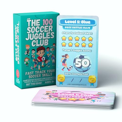100 Soccer Juggles Club Training Card Game for Kids