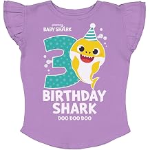 Tstars 2nd 3rd 4th Birthday Baby Shark Shirt Two Three Four Year Old Toddler Girl Ruffle Sleeve Top
