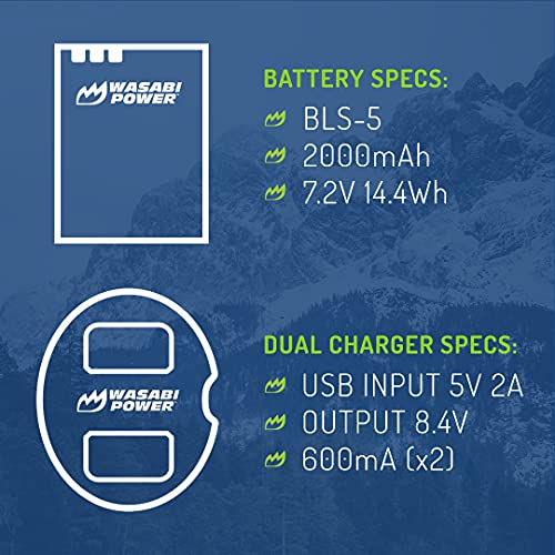 Wasabi Power Battery (2-Pack), Dual Charger For Olympus Bls-5, Bls-50, Ps-Bls5, Bls-1, Ps-Bls1, E-420, E-450, E-600, E-620, Pen E-P1, E-P2, E-P3, E-Pl1, E-Pl3, E-Pm1, Om-D E-M10 Mark Ii, Iii, Iiis, Iv #TOP2