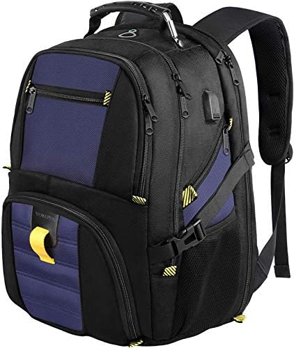 YOREPEK School Backpack, Large Travel Laptop Backpacks with USB Charging Port, TSA College Bookbag Fits 17 Inch Laptops for Men Women, Roy Blue