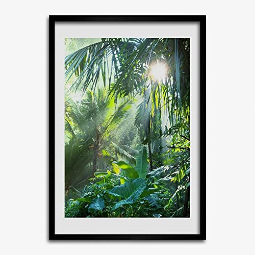 Tableau jungle 50x70 cm avec cadre en bois Tulup pour salon moderne et chaleureux