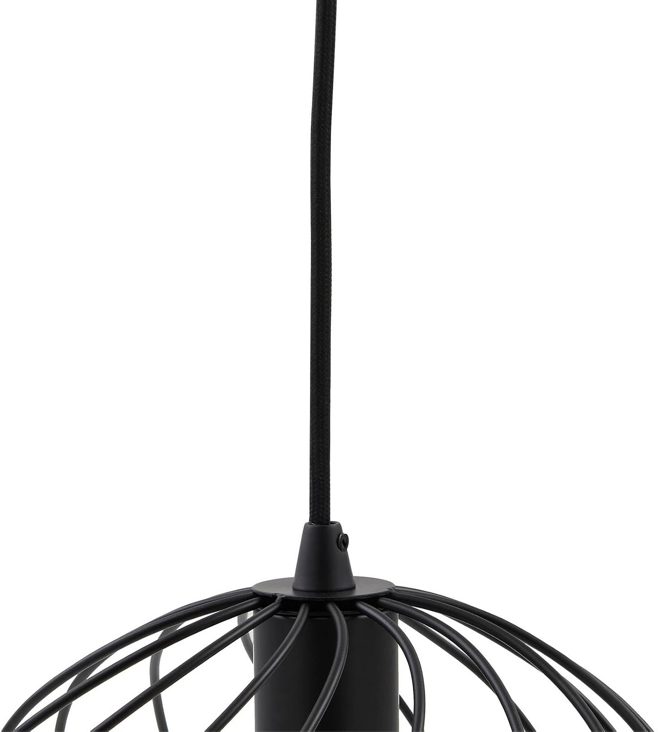 Close-up of the Lindby Danika pendant lamp's cable and top of the cage shade