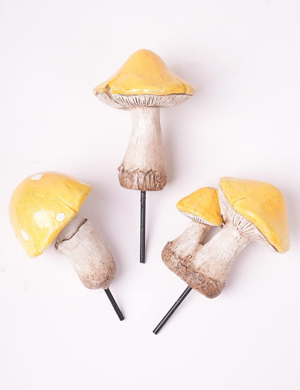 SEINHIJO 3Pcs Mushroom Statue Fairy Garden Decor Outdoor Figurine Polyresin Gift 6.3 Inch