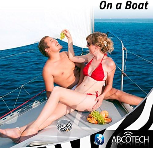Abco Tech Water Resistant Wireless Bluetooth Shower Speaker with Suction Cup and Hands-Free Speakerphone, Black Zebra