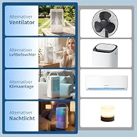 Mobile Klimaanlage, 120° Oszillation klimaanlage mobil, USB 4 in 1 klimaanlage ohne abluftschlauch mit 2/4 H Timer, 3 Geschwindigkeiten & 3 Nebelmodi, 7 Farben Mini Klimaanlage für Hause, Büro – Ansicht 3
