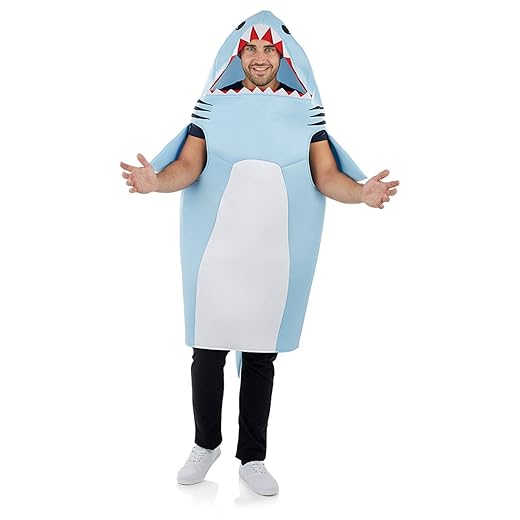 Adult Mens Shark Costume Sea Animal Suit Blue Outfit