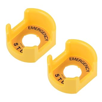 uxcell 30mm Push Switch Button Protective Cover With Emergency Stop Warning Circle Yellow 2pcs