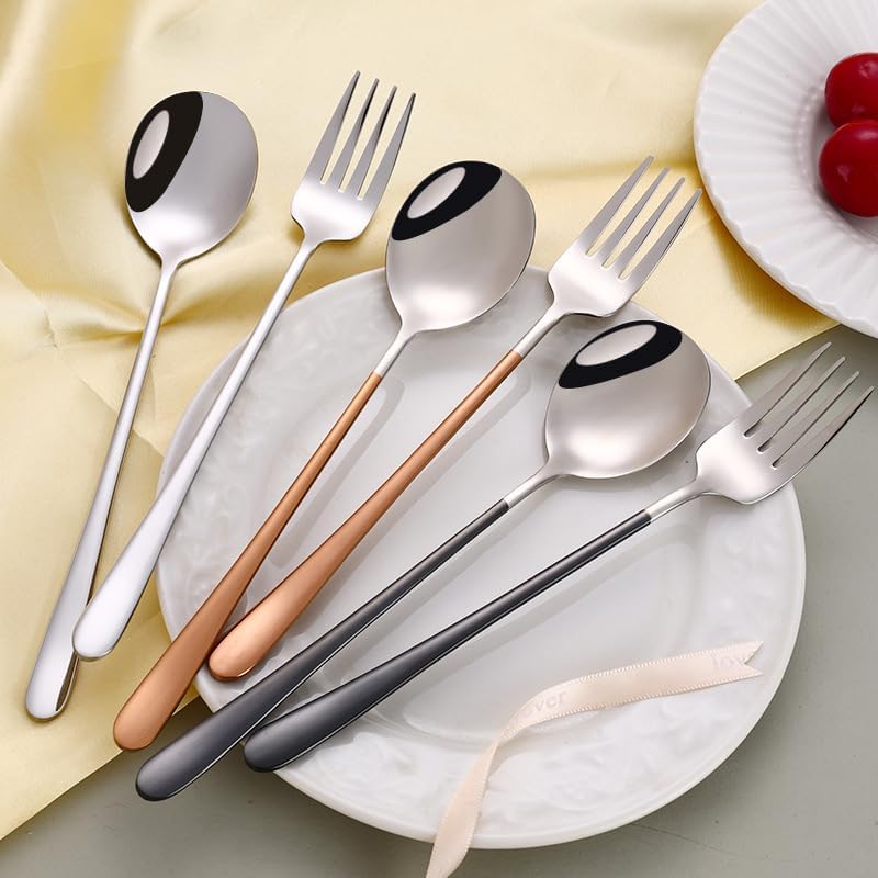 Silverware Flatware Set, 1/4/6/8/10/12 Pcs 316 Stainless Steel Forks For Home Use(Rose Gold,8Pcs)