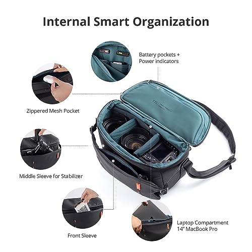 Image of PGYTECH OneMo Sling Camera Bag 11L-13L, Black Crossbody Camera Shoulder Bag | Waterproof Camera Case for Photographers Travel, DSLR Camera Bag for Sony /Canon /Nikon /DJI Mavic /Mirrorless /Tripod /Laptop
