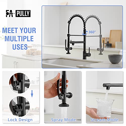 Fapully Commercial Pull Down Kitchen Sink Faucet With Sprayer Oil Rubber Bronze #TOP2