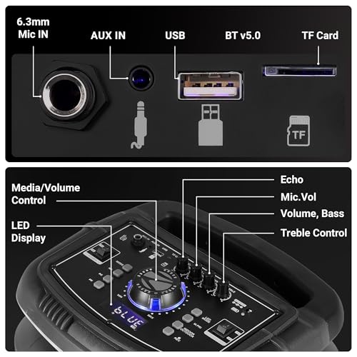 Image of ZEBRONICS 160W Party DJ Speaker, 8h Playback, Wireless UHF Mic, Karaoke & Recording, Dual 20.32cm High-Fidelity Drivers, TWS, 6.3mm Mic Input, Bluetooth, USB, RGB, Carry Handle (Glow Box 8B)