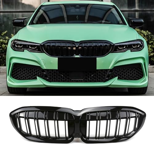 Jinpengyong G20 G21 Griglie radiatore per BMW 3 Serie G20 G21 Grill Anteriore Nera Lucido Doppia Linea 2019-2022 (For 3er G20 2019-2022)