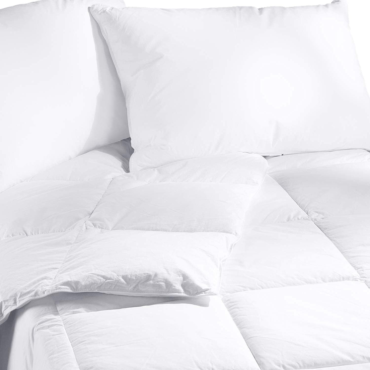 Lux Decor Collection Queen Comforter - Quilted Duvet Insert with Corner Tabs - Box Stitched Down Alternative Comforter - All Season Duvet Insert (Queen, White)