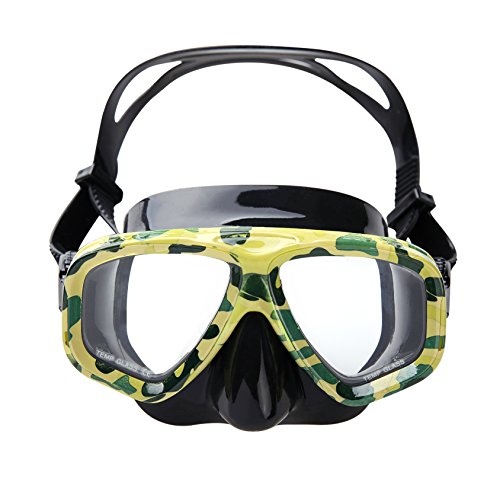 Snorkeling Mask,OBOSOE Anti-Fog Scuba Diving Mask,Swim Snorkel Mask with Strap& Dive Mask for Women Men Kids Adults-Yellow