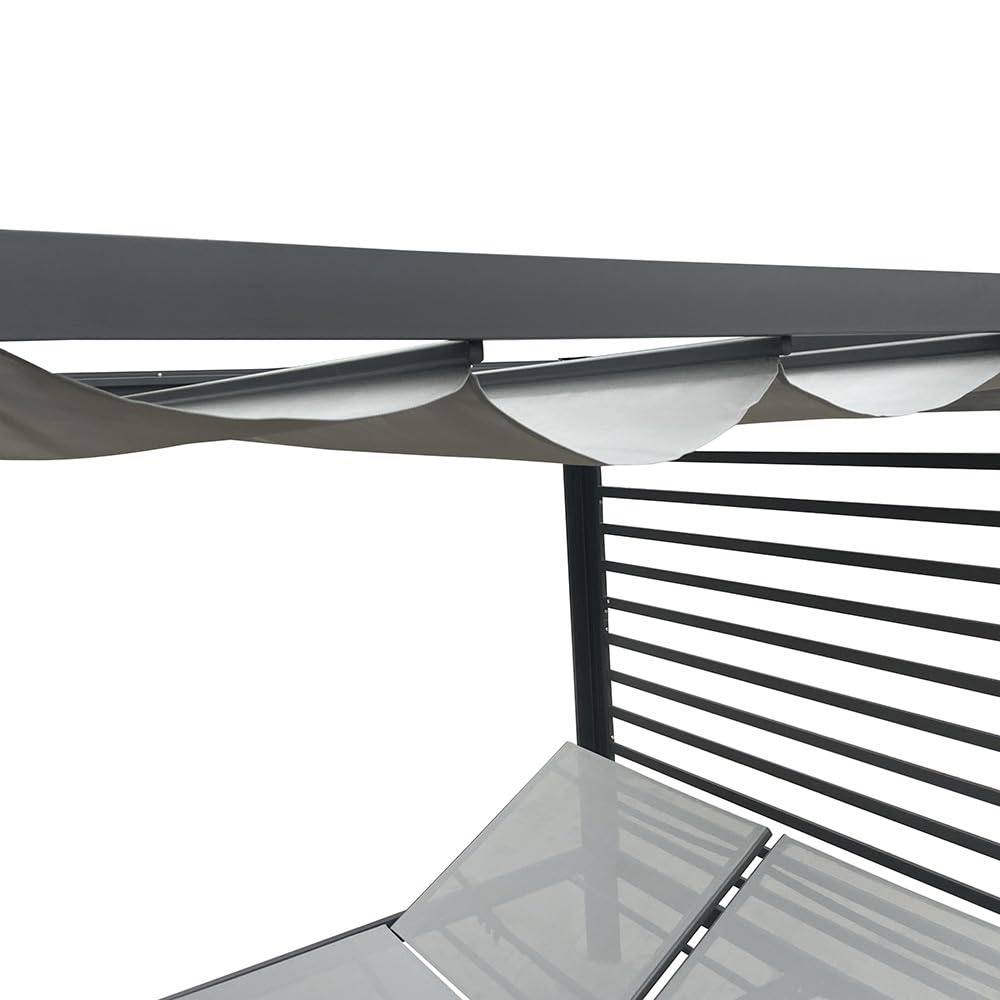 Lit de Jardin MATALA Gris 208x188 cm Dossier Inclinable et Toit
