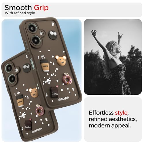 Image of Pikkme Bumper Case for Redmi 13C 5G / Poco M6 5G | Cute Fun Cartoon 3D Bear Silicone Full Body Protection Back Cover (Brown) | Cute