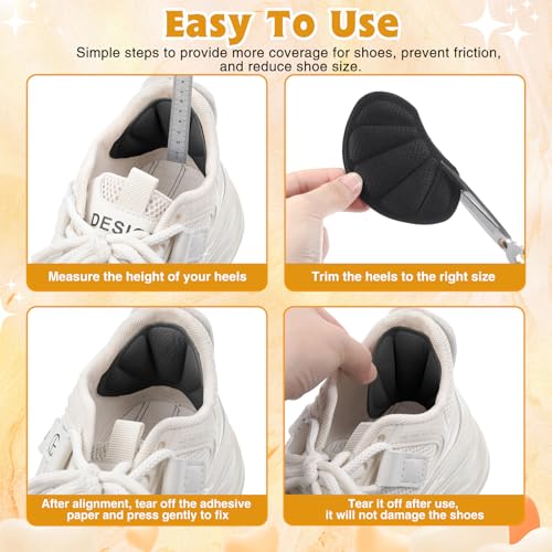 Image of Geyoga 8 Pairs Adhesive Heel Cushion Pads for Too Loose Big Boots Cuttable Reusable Back of Heel Shoe Pads Grips Inserts for Women Men Anti Blister Shoe Guards Liners for Improving Fit(Black)