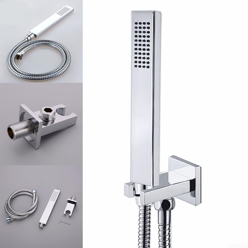 Soffione doccia in ottone con tubo flessibile da 1,5 m, soffione doccia in