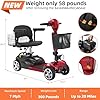 20 Miles 4 Wheels Mobility Scooter for Seniors/Adults Up to 300LBS,350W Electric Wheelchair Detachable Lithium Battery,Dual Baskets,Rotating Seat,with Taillight, USB Charging, Red 18AH