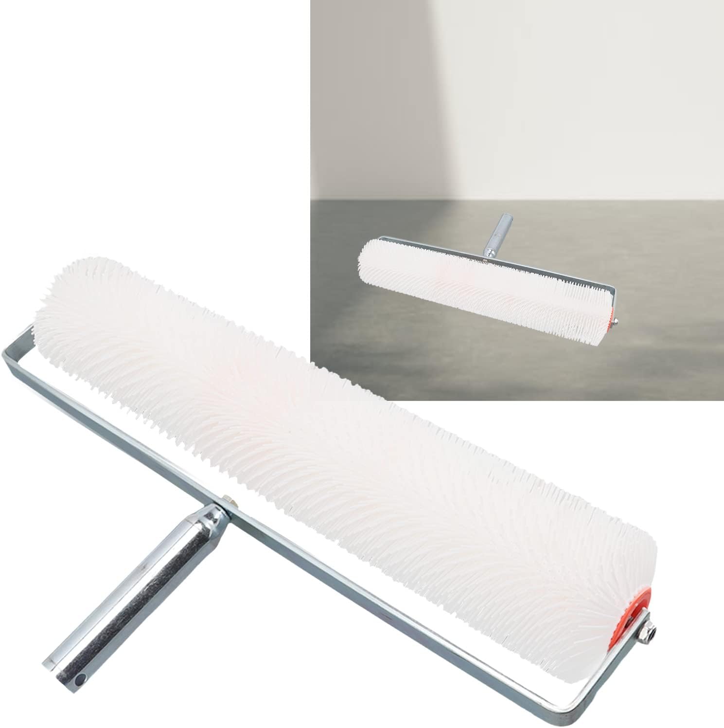 Spike Roller, Spiked Screeding Compound Roller, Remove Bubble Smooth Level Screed Surface Flooring Latex Self Levelling Spiked Compound Screed Floor Roller, Brush Length 28mm